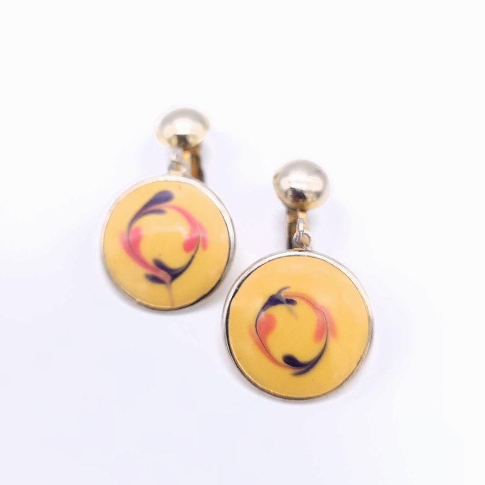 50s Enamel Dangle Earrings